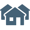Icon of three houses representing a neighborhood.