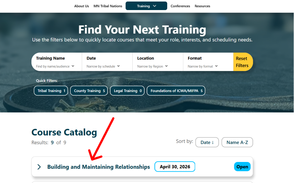 screenshot depicting course catalogue