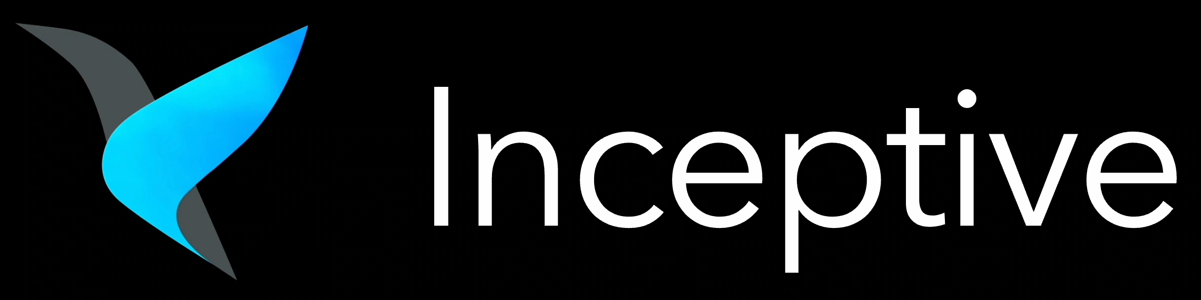 Inceptive logo with a stylized blue and gray abstract shape on the left of the word Inceptive in white text on black background.