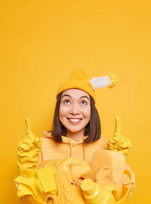 A photo of a cleaning lady.