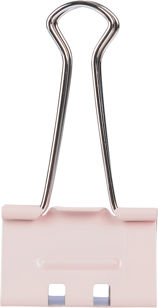 Light pink binder clip with silver metal handles.