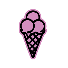 Icon of a pink triple-scoop ice cream cone with a waffle cone pattern.