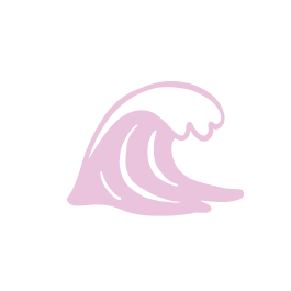 Stylized pink ocean wave icon on transparent background.