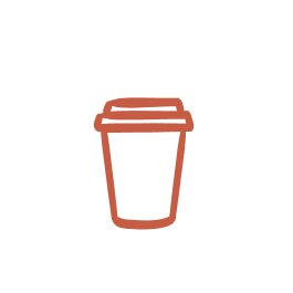 Simple brown line icon of a takeout coffee cup with a lid.