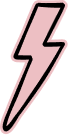 Pink lightning bolt icon with black outline on white background.