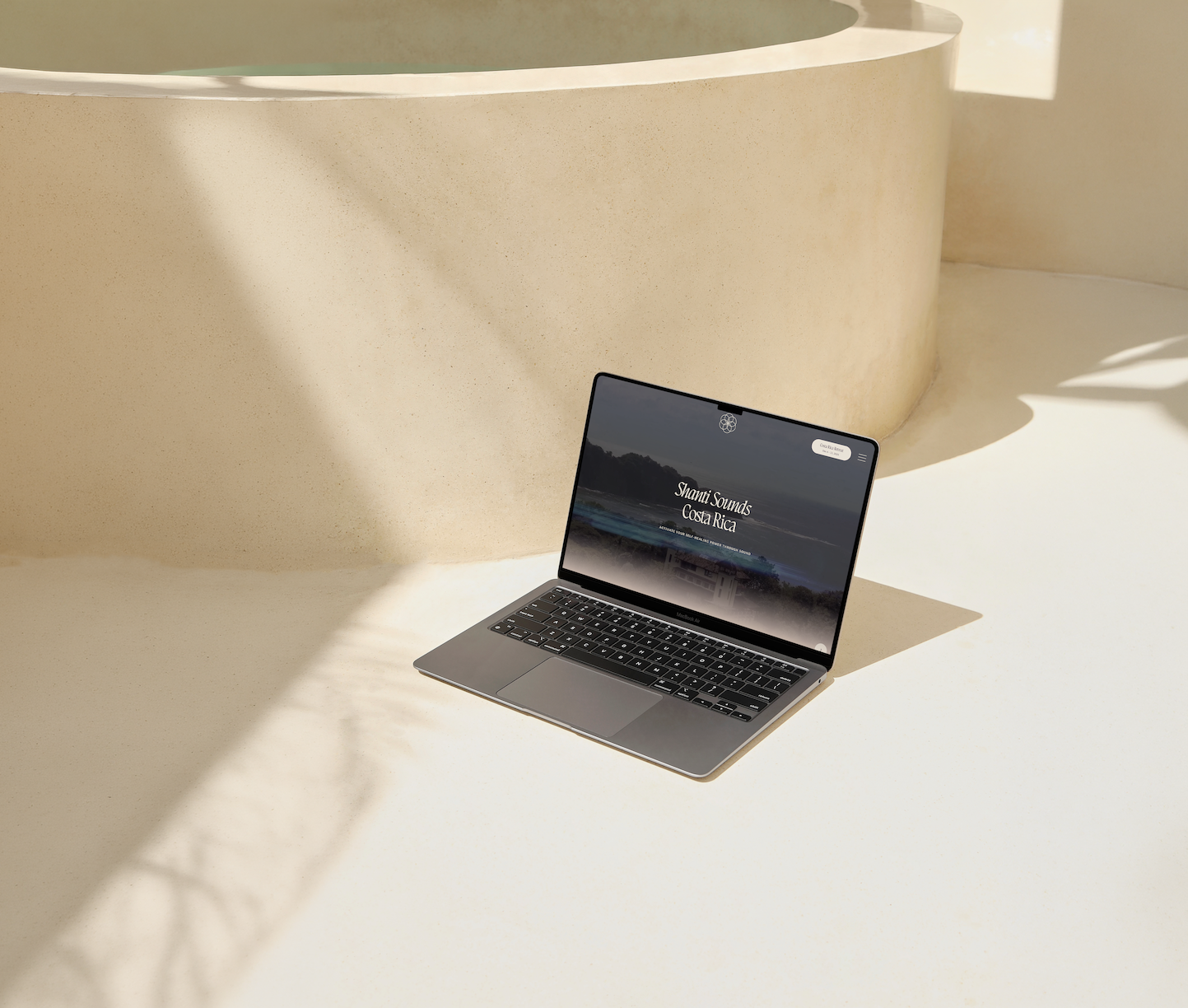 shanti sounds website on a laptop