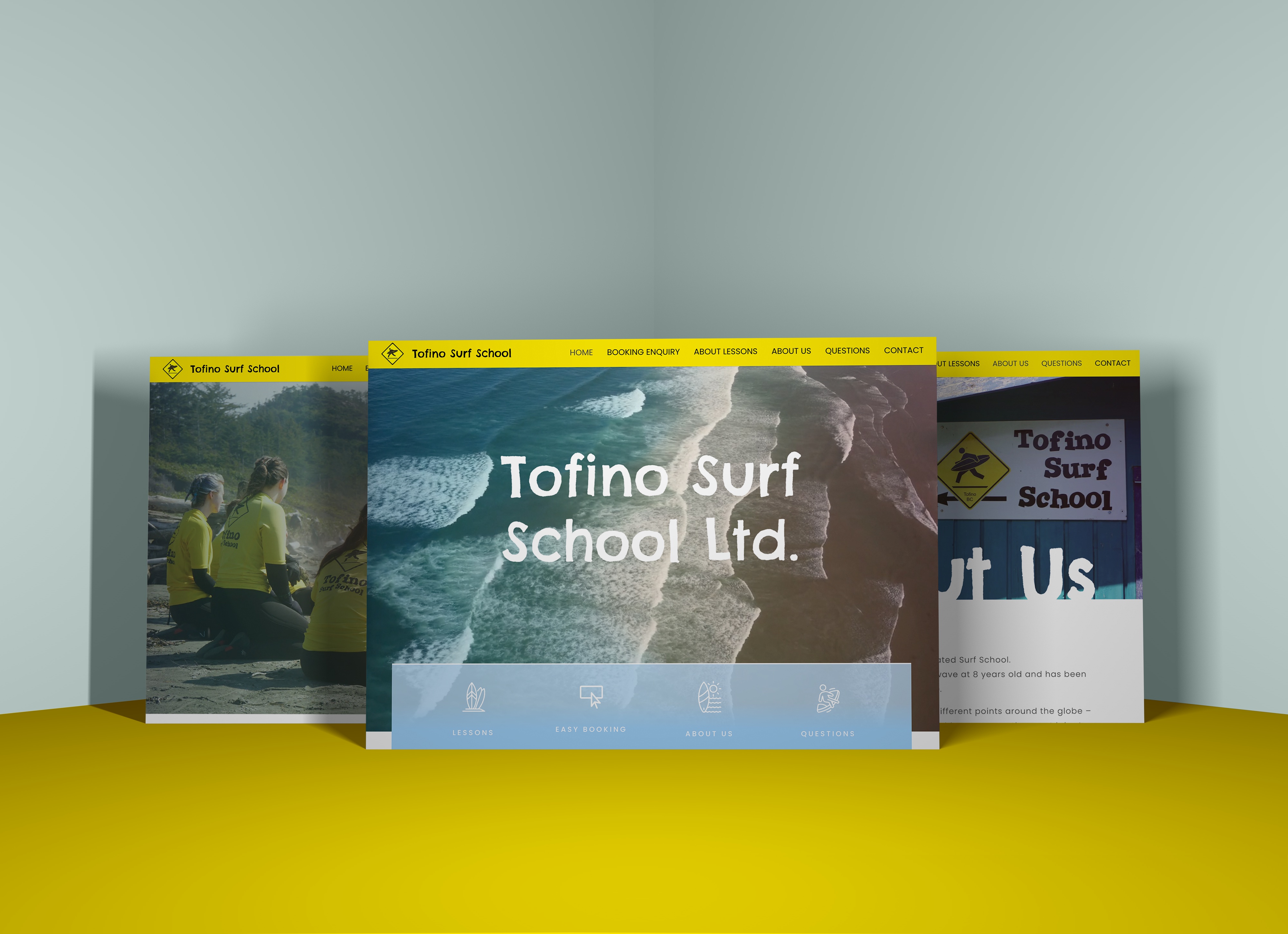 tofino surf school website mockup