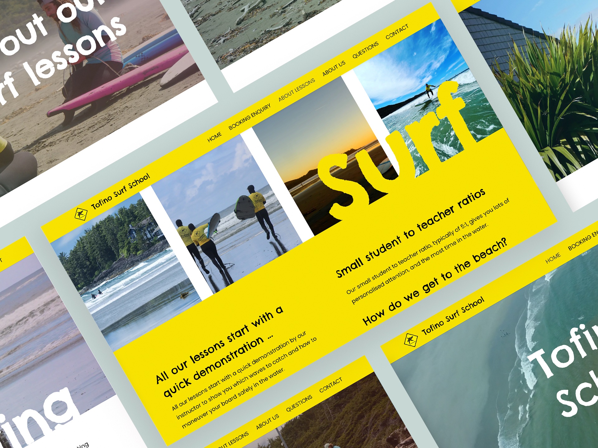 tofino surf school website mockup