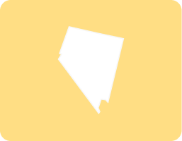 White silhouette of the state of Nevada centered on a pale yellow rounded rectangle background.