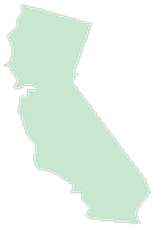 Pale mint silhouette of the state of California
