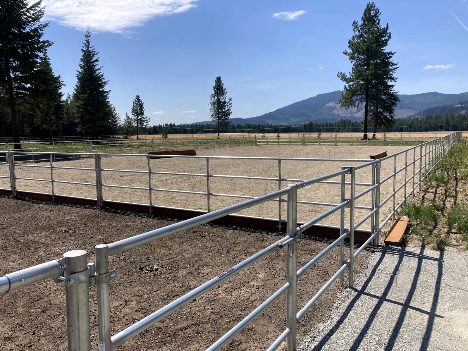 Arena corner perspective at the Hayden, Idaho Dream Ranch project