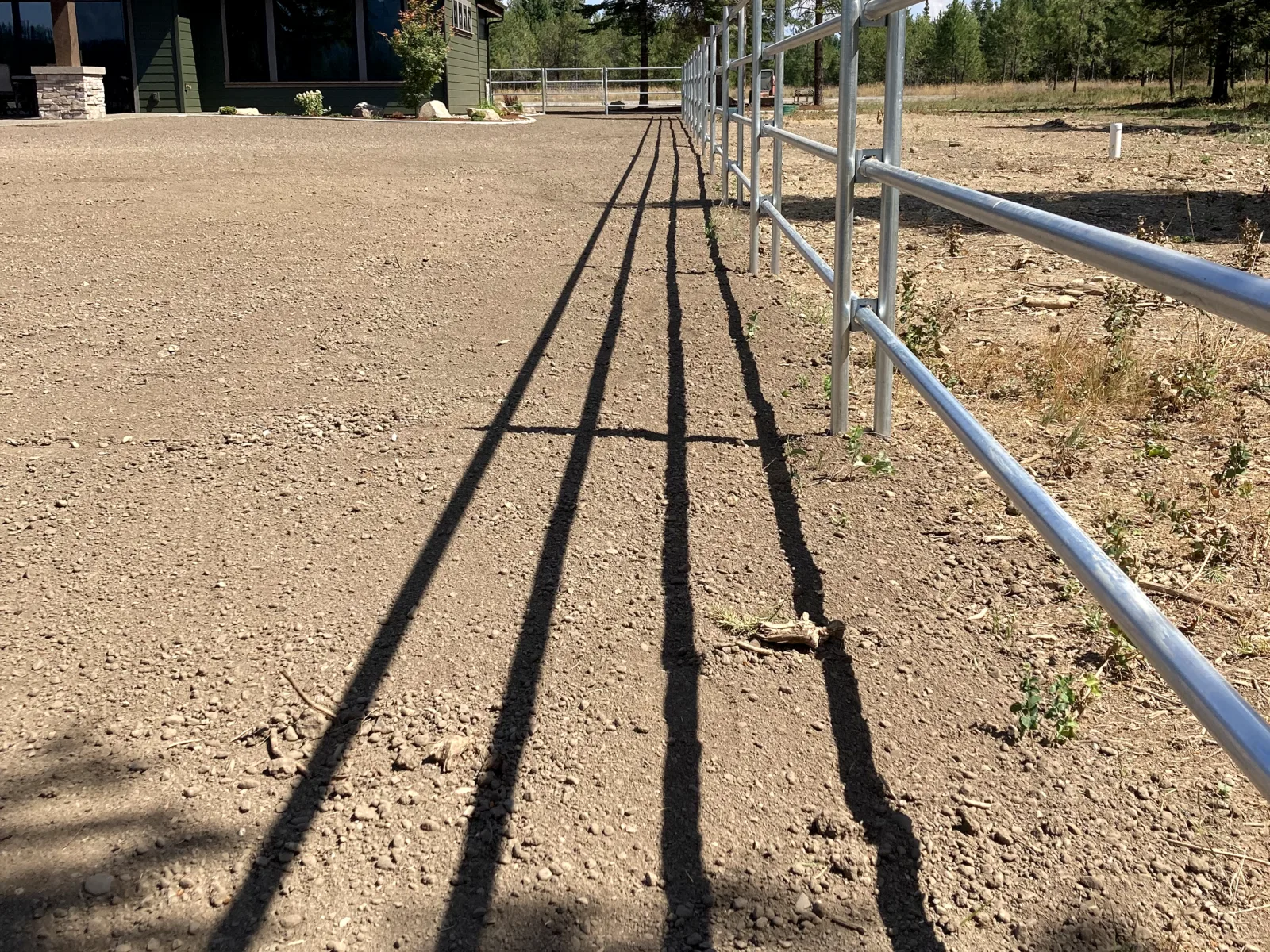 Fence line and shadows at the Hayden, Idaho Dream Ranch project