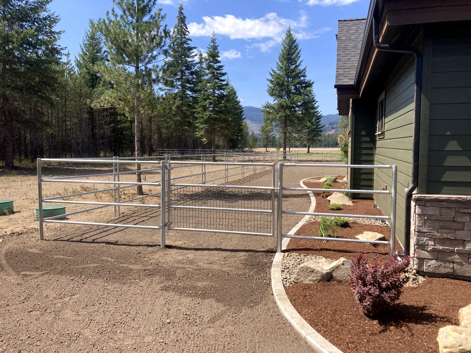 Mesh gate for dog containment at the Hayden, Idaho Dream Ranch project