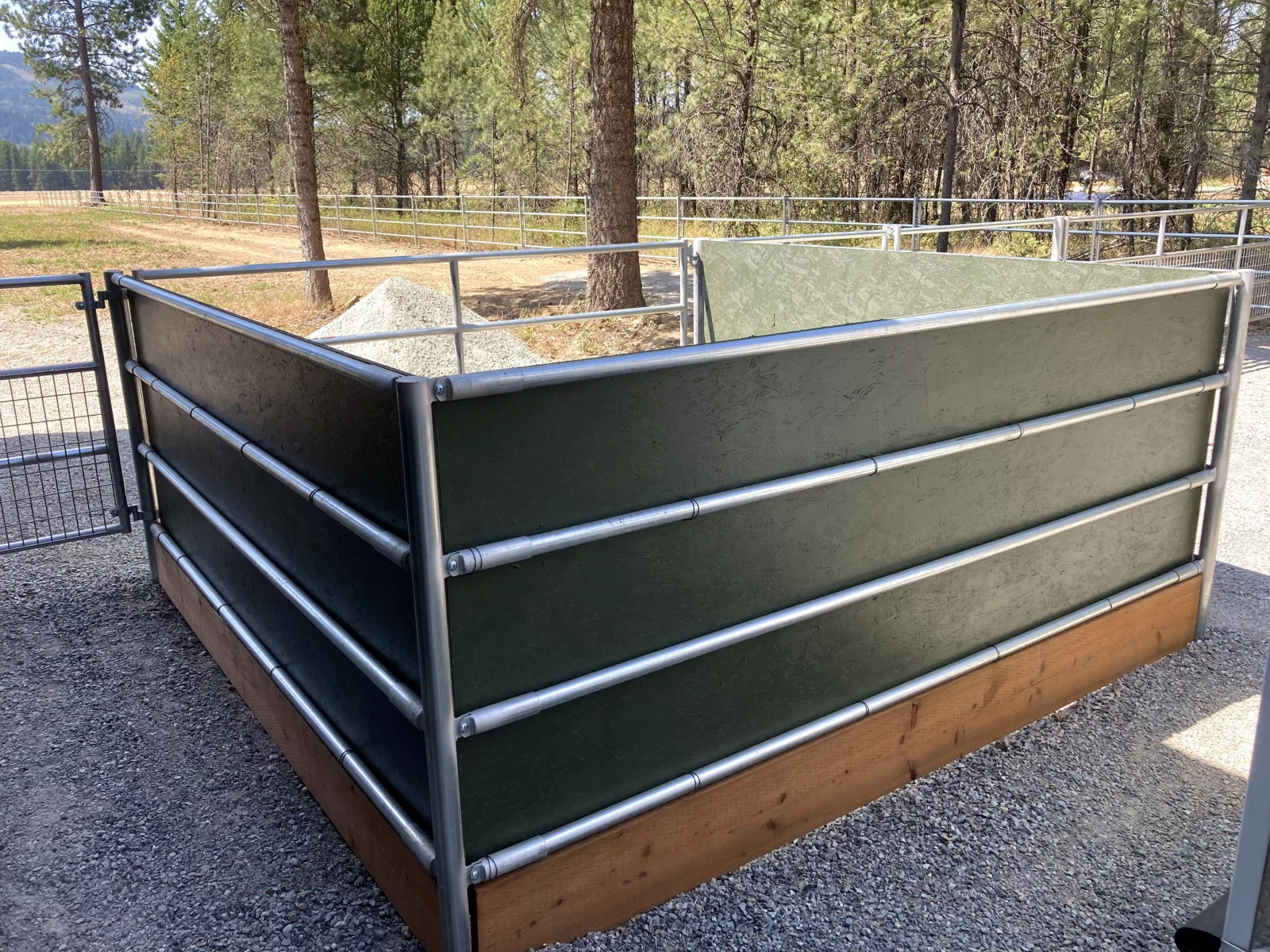 Custom arena panel detail at the Hayden, Idaho Dream Ranch project