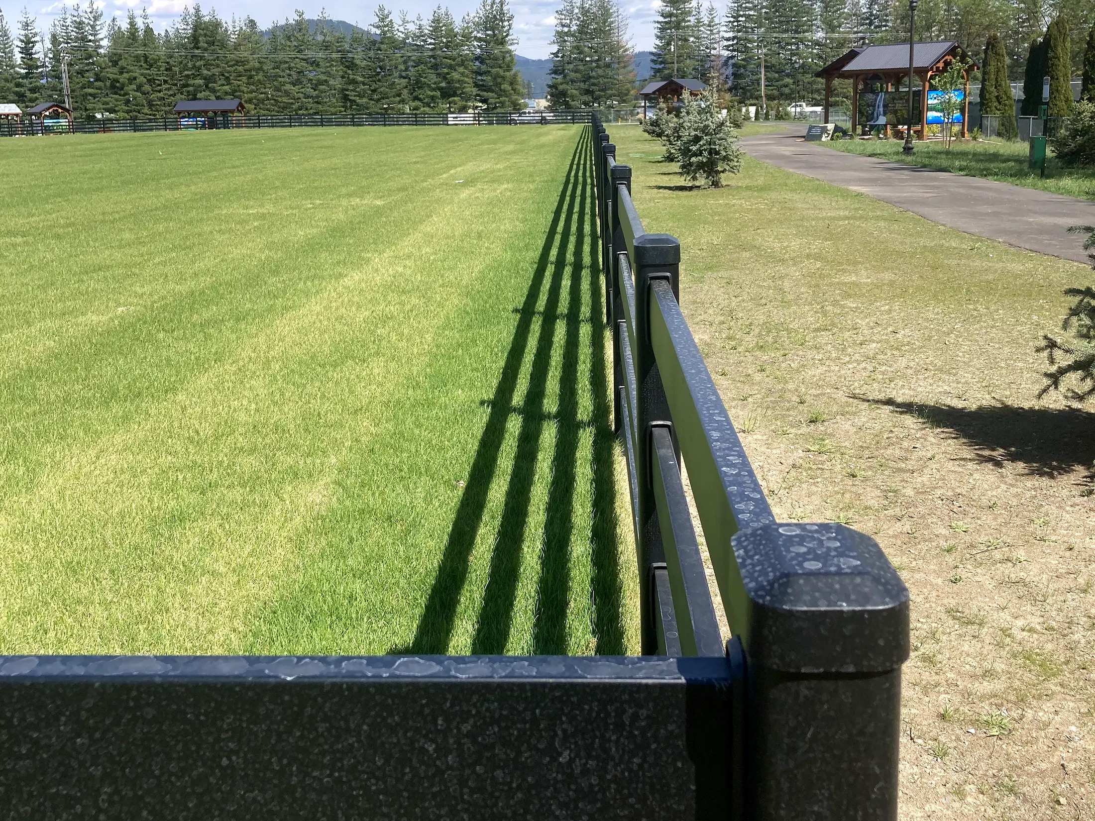 Corner-post perspective at Faith Walk Community Fitness Park in Coeur d'Alene, Idaho