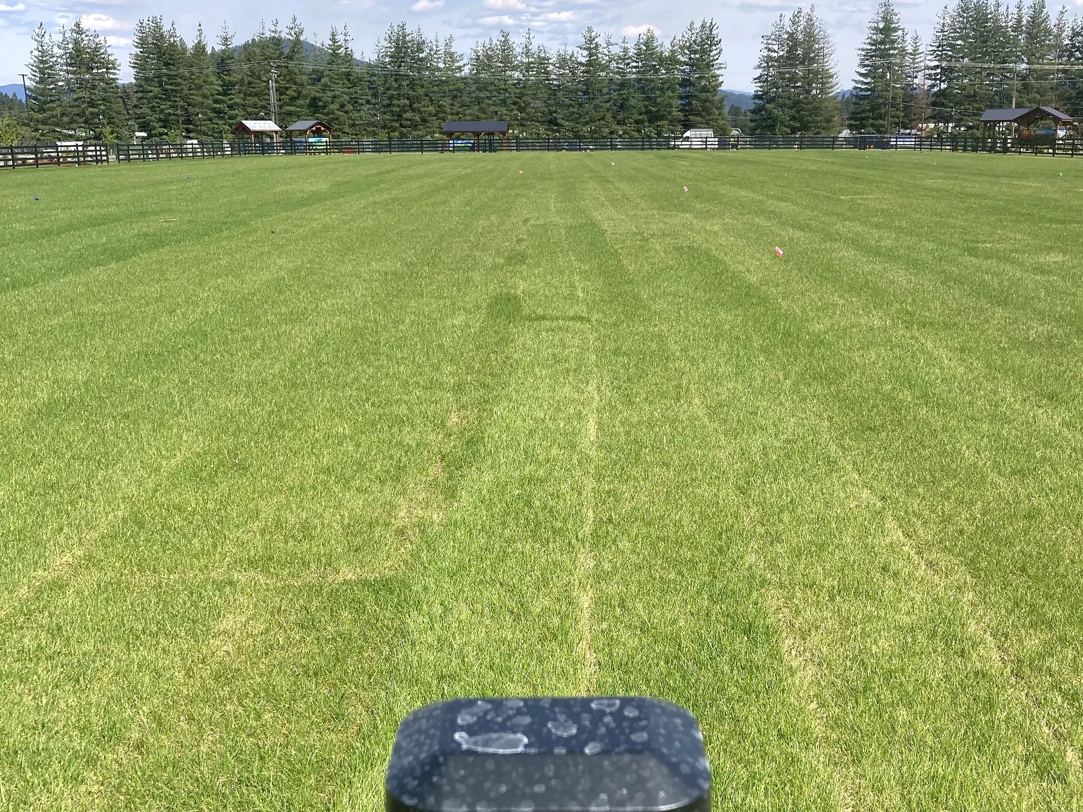 Post detail with field at Faith Walk Community Fitness Park in Coeur d'Alene, Idaho