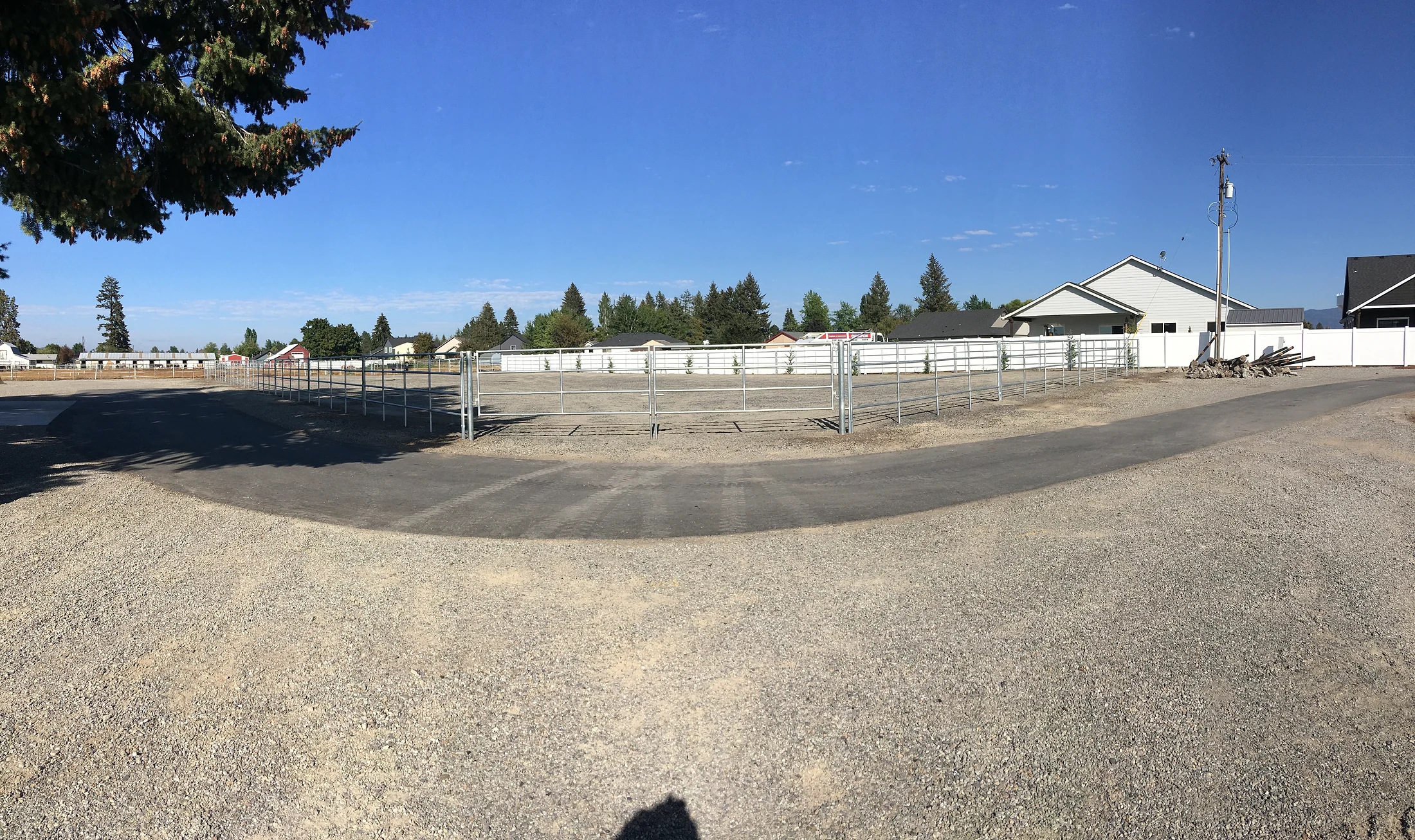 Wide overview of the custom Noble Arena at the Lacey Avenue project in Hayden, Idaho