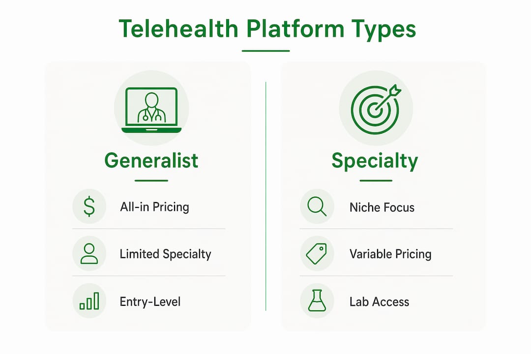 Infographic comparing telehealth platform types