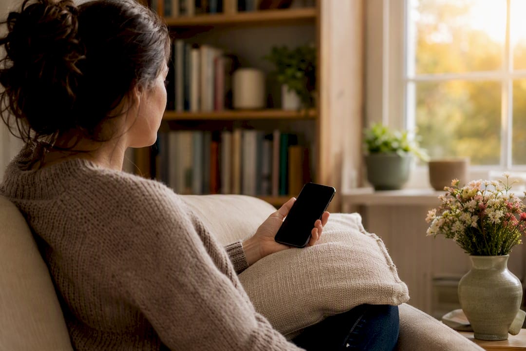 Hand holding smartphone ready for telehealth