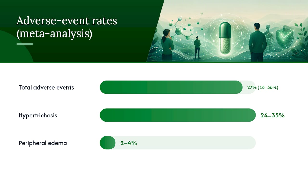 Adverse event rates for oral minoxidil