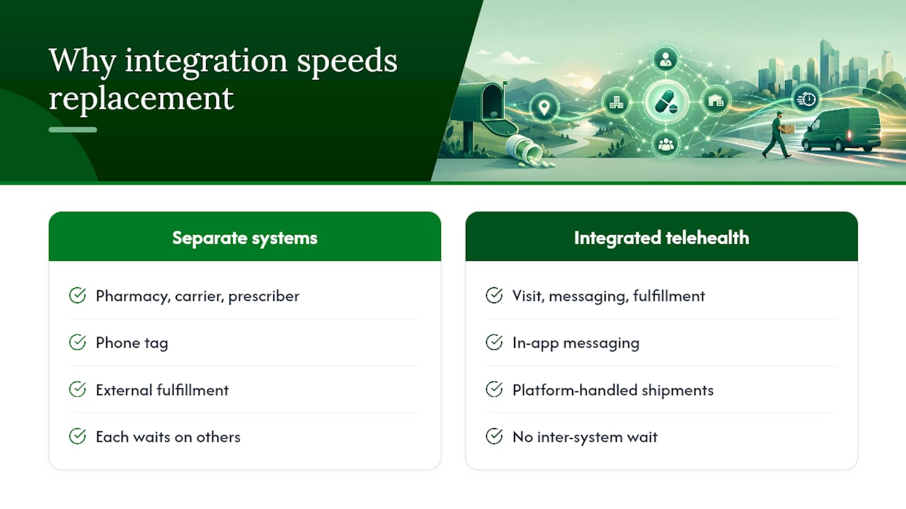 Why Integrated Telehealth Shortens the Replacement Wait — overview diagram