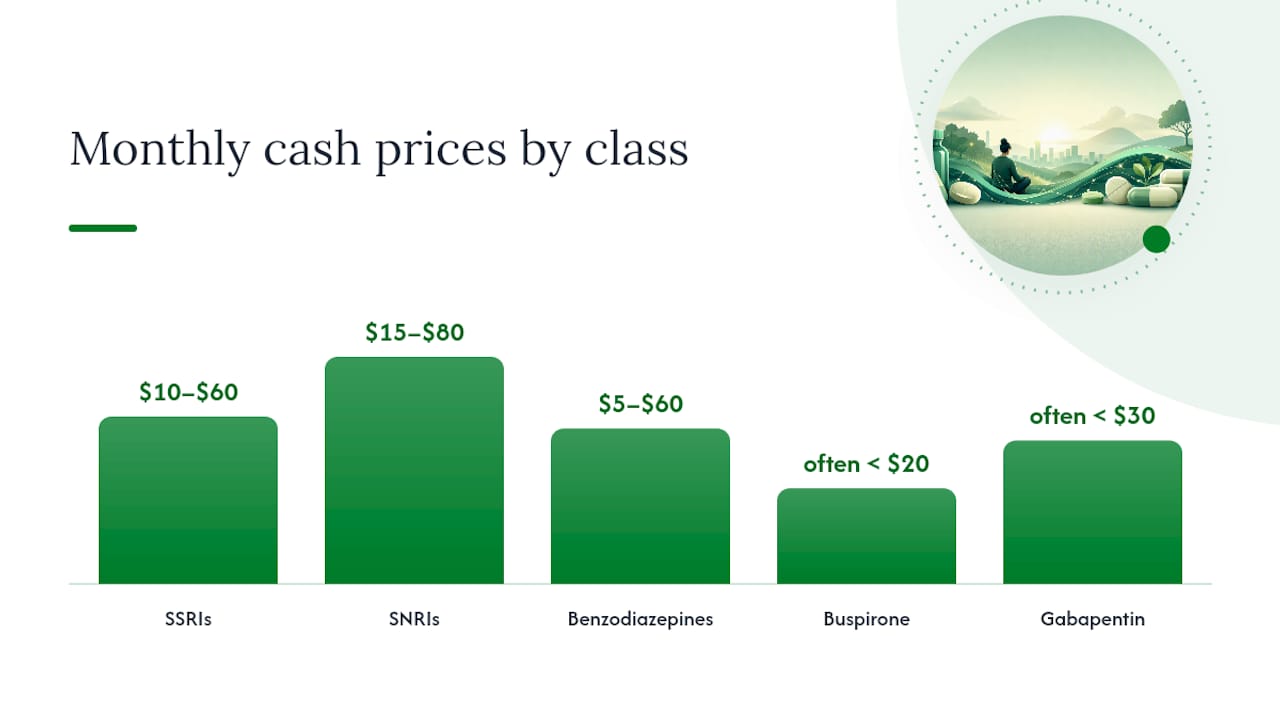 How Much Does Anxiety Medication Cost by Type Without Insurance? — overview diagram