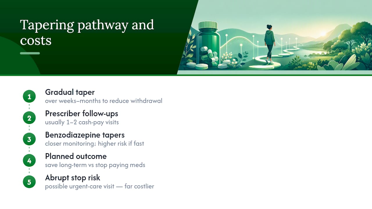 Medication tapering timeline and cost pathways