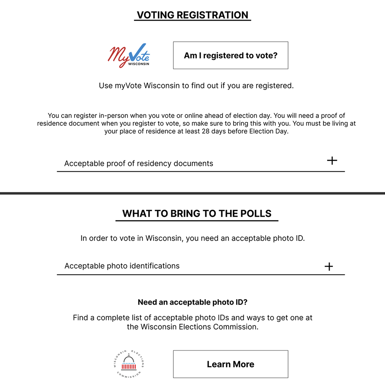 Voting Info page wireframe 2