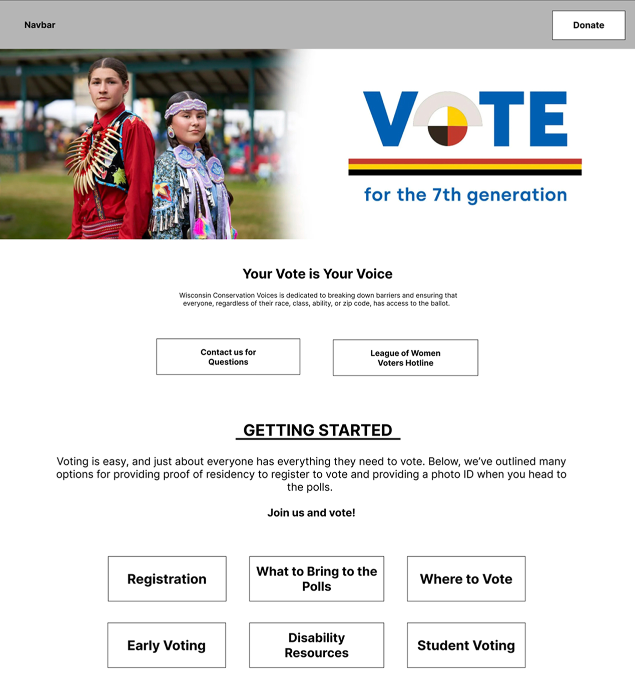 Voting Info page wireframe 1