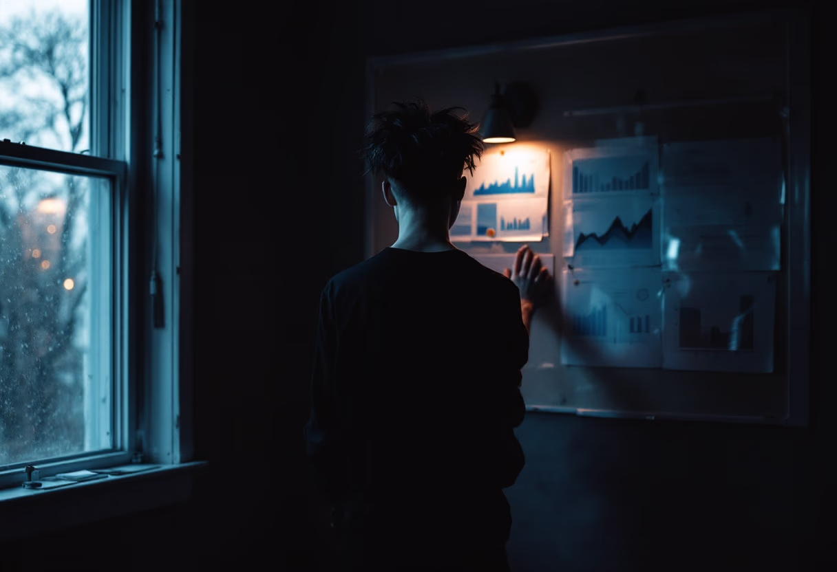 image of a person analyzing data charts (for a social media and communication)