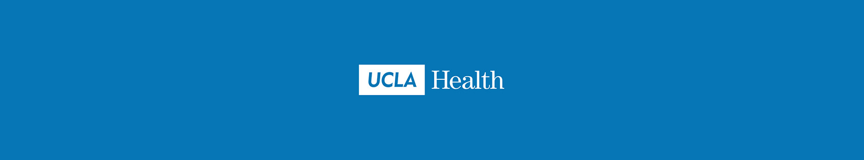 The UCLA Health masterbrand lockup, white on the brand blue