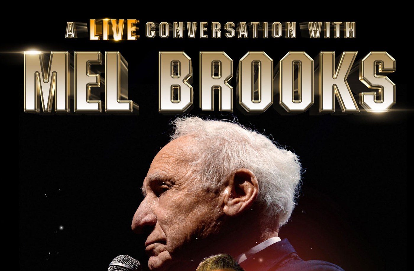 Detail of the poster: the gold tour wordmark above the retouched and relit stage portrait