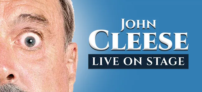 Wide banner unit, 650 by 295, Cleese's eye on the left and the lockup on the right