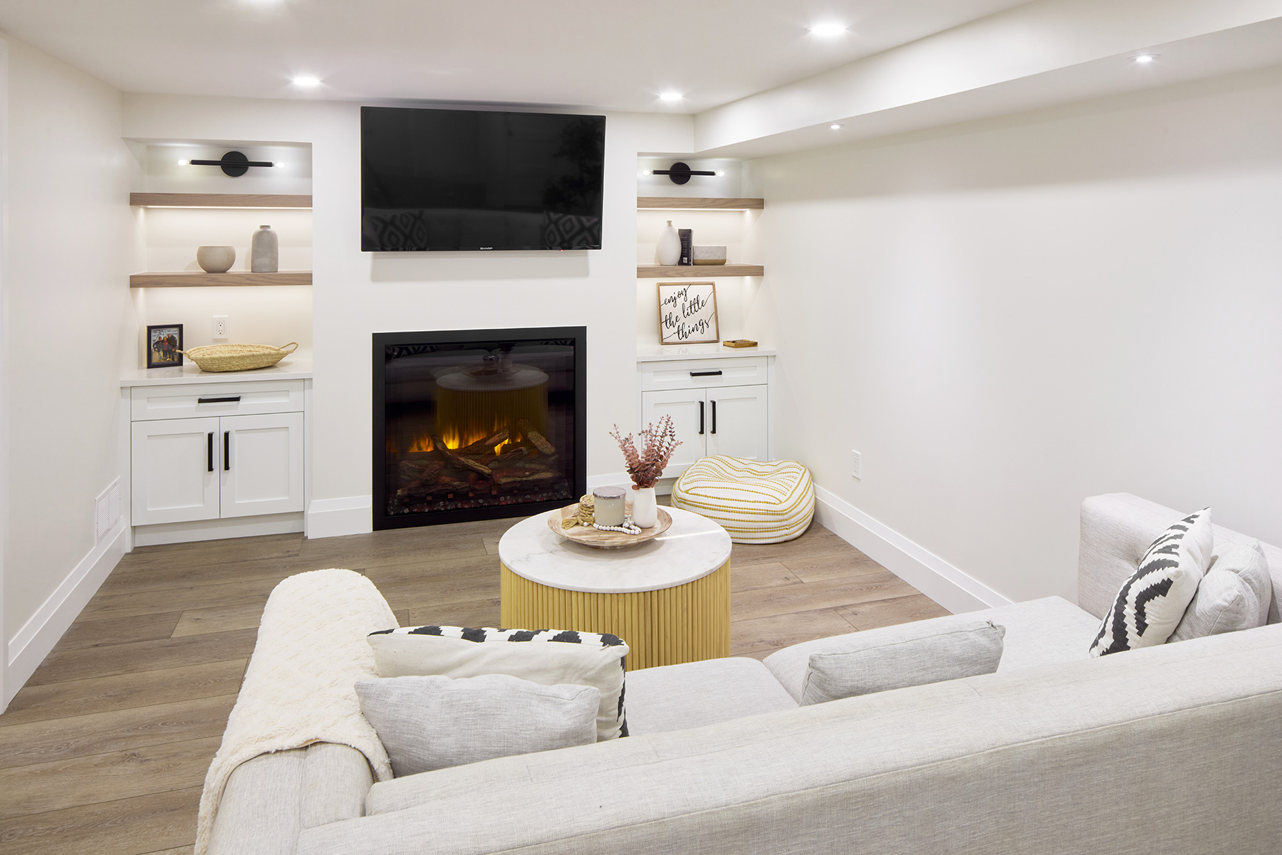 T&M Construction Marlborough basement living room renovation