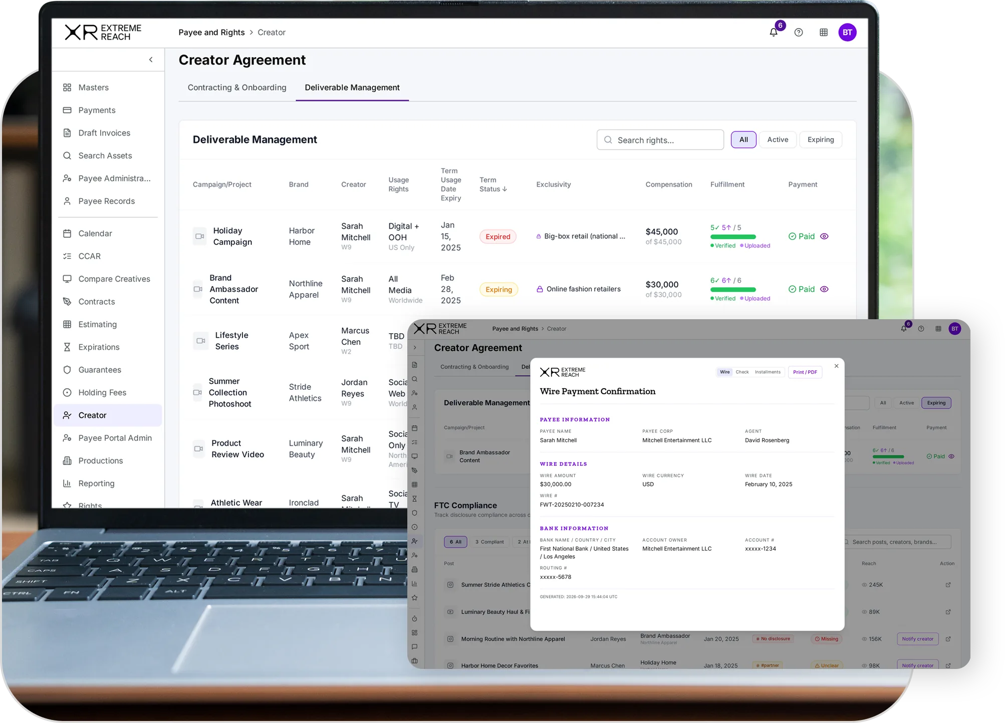 XR Pay for Creators payments dashboard