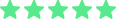 Five green stars in a horizontal row representing a top rating.