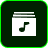 Black icon of a folder with a musical note on a white square background with rounded corners