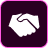 Icon of two hands shaking representing a handshake.