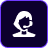 Simple white avatar of a woman with a ponytail on a dark rounded square background.