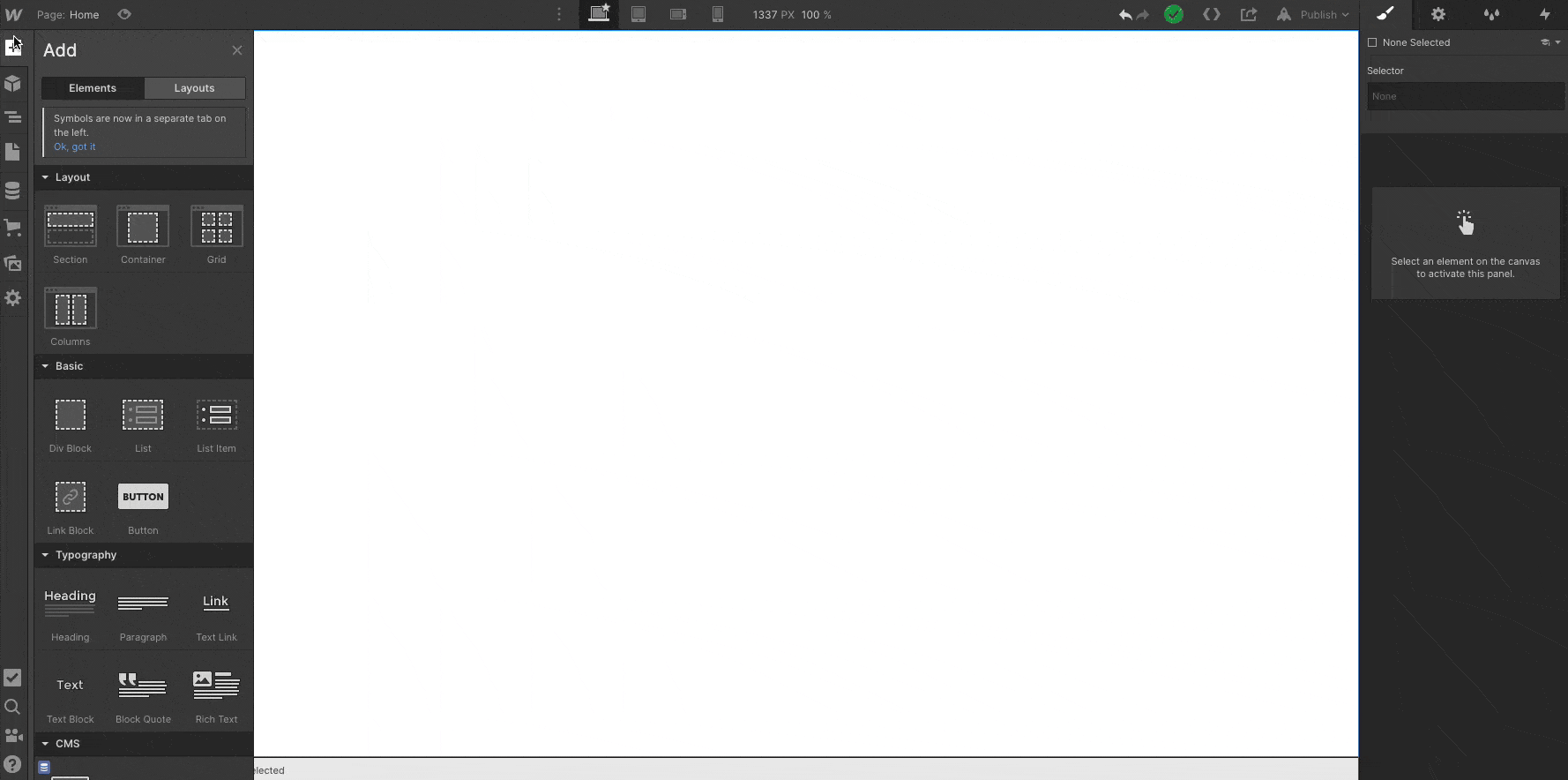 creating webflow page in real time