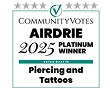 Cummunity Votes Airdrie 2025 Platinum Winner for Piercings and Tattoos Logo