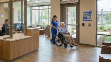 reception area of secure NHS hospital.