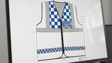 computer screen showing CAD design of police incident commander tabard.