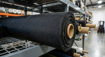 Rack of technical fabric showing 1000D nylon roll