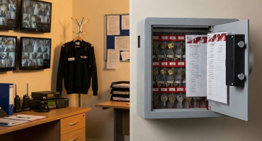 Key safe on the wall of a security office