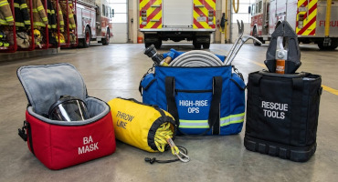 collection of technical fire service equipment bags