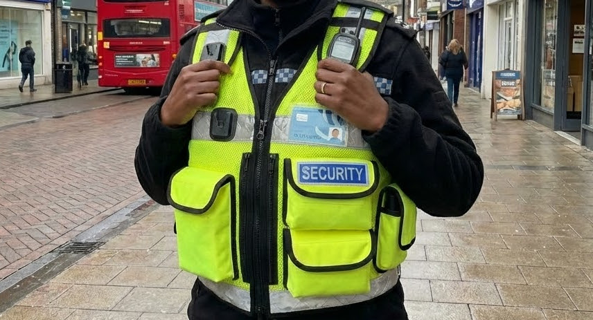 manned guarding high vis security vest.
