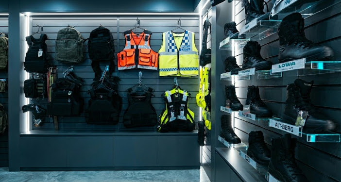 picture of a uniform equipment showroom