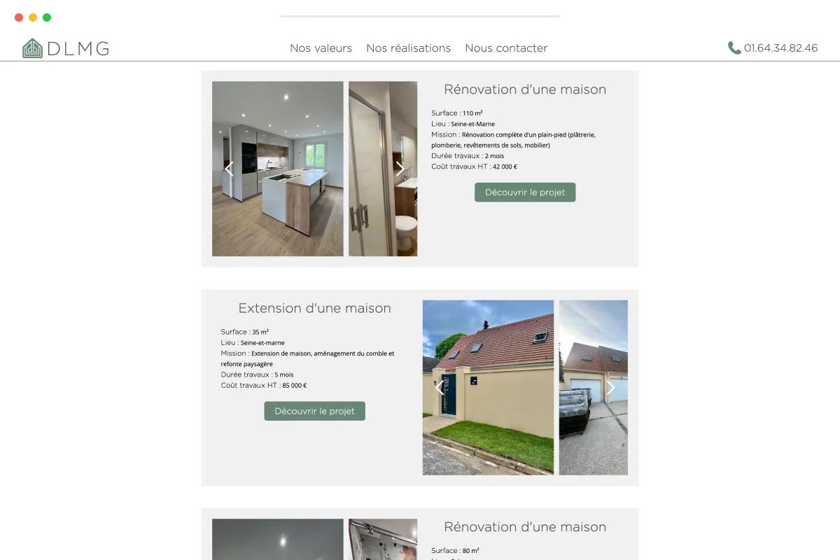 Présentation projet de développement web de DLMG