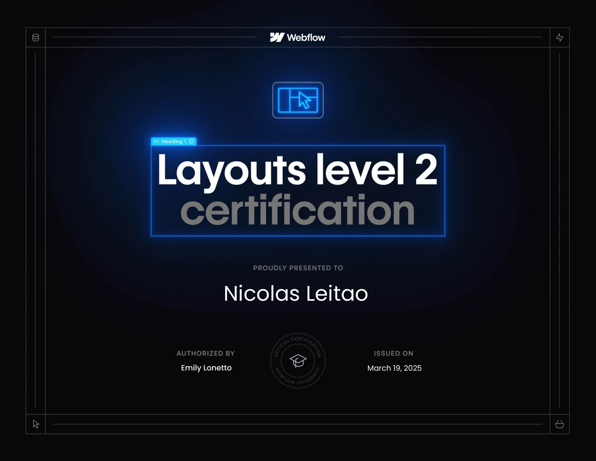 Certification webflow layout level 2